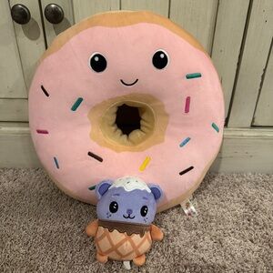 Pink Donut Plush with Sprinkles and Purple Bear Toy